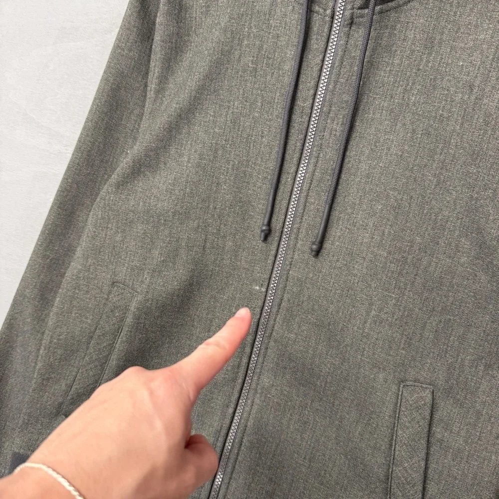 The North Face Full Zip Hoodie Grey Heather Fleece Lined Jacket Small Mens